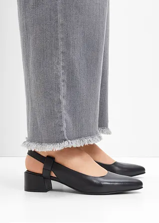 bonprix Zeitloser Sling Pumps aus Leder - schwarz - Damen Black Friday
