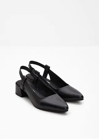 bonprix Zeitloser Sling Pumps aus Leder - schwarz - Damen Black Friday