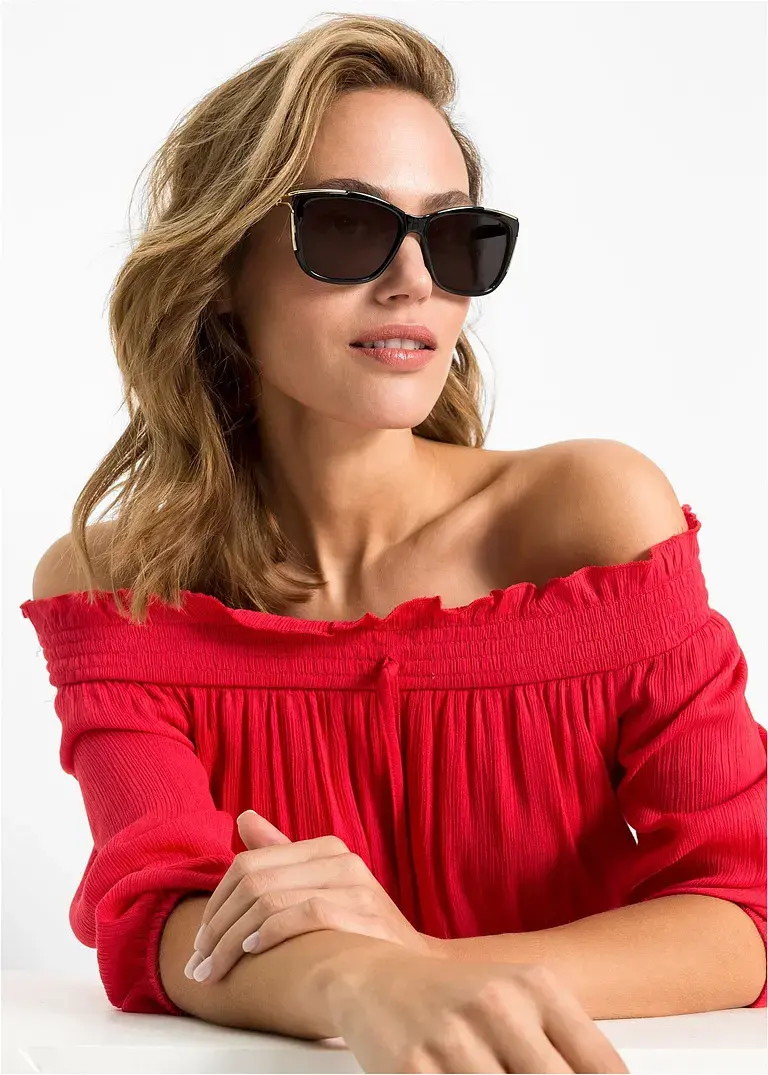 bonprix Modische Sonnenbrille mit goldfarbenen Details - schwarz - Damen Tägliche Deals