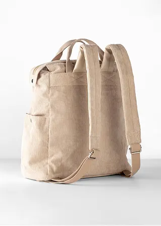 bonprix Weicher Rucksack in Cordoptik - beige - Damen Discount Store für neue Produkte