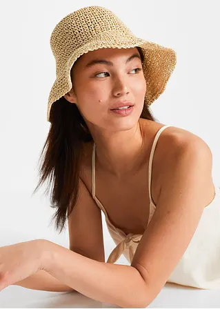 bonprix Modischer Bucket Hat aus Stroh - beige - Damen Super Rabatt