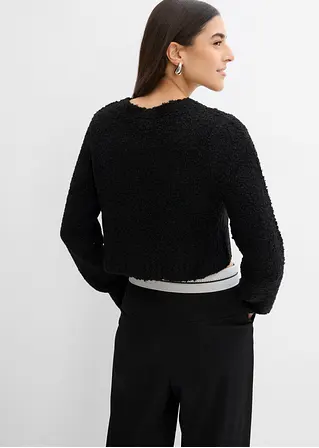 bonprix Lässige Strickjacke mit Knopfleiste kurz geschnitten - schwarz Fabrikladen