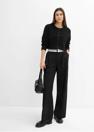 bonprix Lässige Strickjacke mit Knopfleiste kurz geschnitten - schwarz Fabrikladen