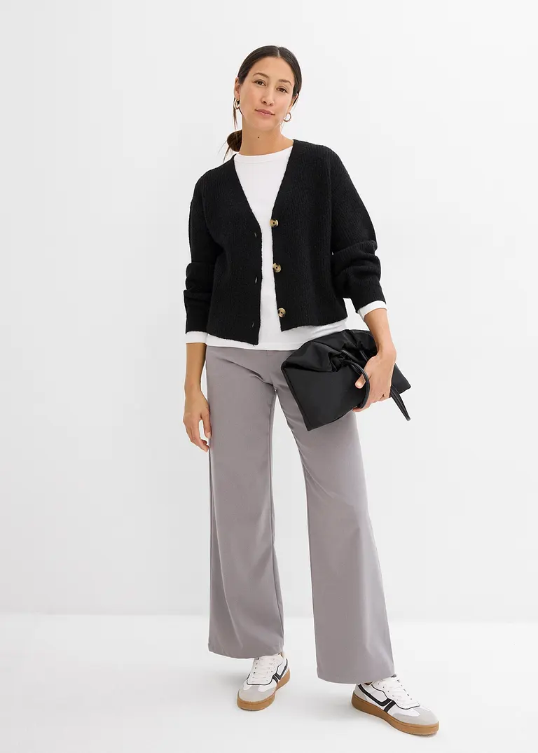 bonprix Verkürzte Strickjacke - schwarz - Damen Speichern exportieren
