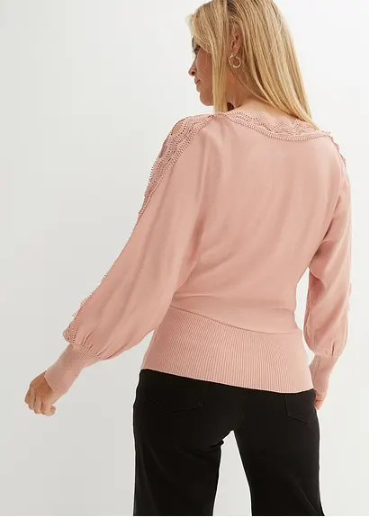 bonprix modischer Pullover mit Spitze - rosa - Damen zollfrei