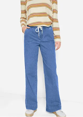 bonprix Weite Schlupfjeans mit Stretch und einem Bindegürtel Auslauf