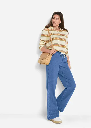 bonprix Weite Schlupfjeans mit Stretch und einem Bindegürtel Auslauf