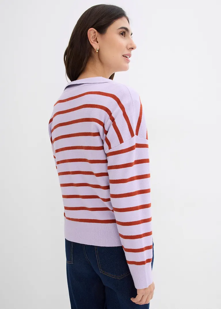 bonprix Pullover mit Kragen in Oversize-Form - lila - Damen Angebote
