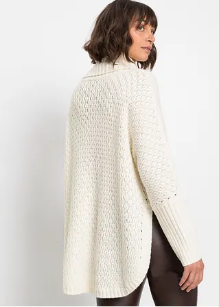bonprix Modischer Oversize-Pullover mit Ajour-Muster sowie einem großen Rollkragen und zwei seitlichen Schlitzen Fabrik Onlineshop