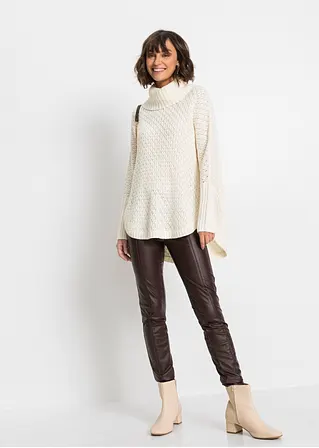 bonprix Modischer Oversize-Pullover mit Ajour-Muster sowie einem großen Rollkragen und zwei seitlichen Schlitzen Fabrik Onlineshop