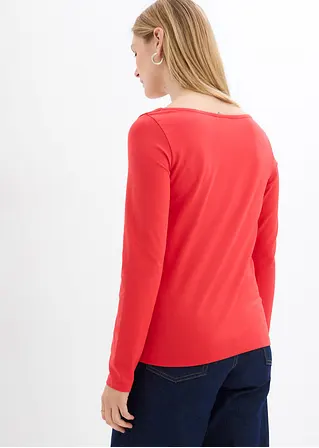 bonprix Langarm-Shirt mit modischem Ausschnitt - rot - Damen Rabatt