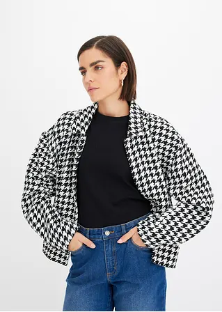 bonprix modische Jacke im Blouson-Stil mit Hahnentritt-Muster - schwarz Flash Sale