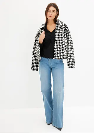 bonprix modische Jacke im Blouson-Stil mit Hahnentritt-Muster - schwarz Flash Sale