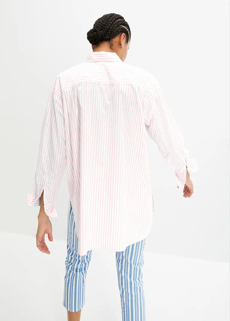 bonprix Oversized Bluse aus einem Bio-Baumwollstoff mit Webstruktur Preisnachlass