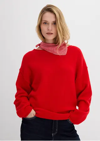 bonprix Lässiger Pullover mit weitem Ausschnitt - rot - Damen Black Friday