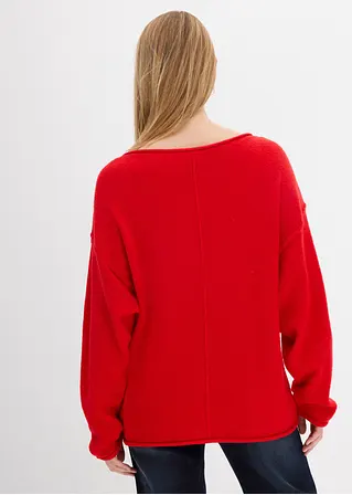 bonprix Lässiger Pullover mit weitem Ausschnitt - rot - Damen Black Friday