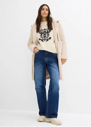 bonprix Langes Sweatshirt mit schöner Stickerei - beige - Damen Muttertagsangebot