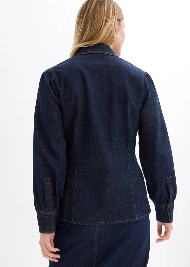bonprix Jeans-Hemdbluse mit weiten Ärmeln - blau - Damen Vatertagsangebot