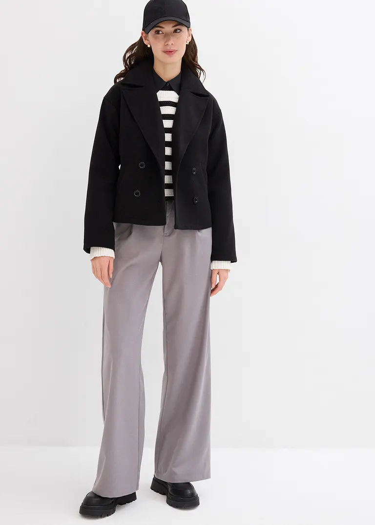bonprix Modische Cabanjacke aus Wollimitat mit einer abnehmbaren Kapuze Lagerräumung