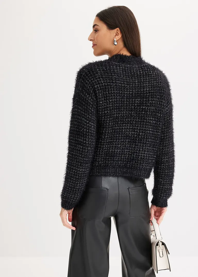 bonprix elegante Strickjacke mit Bändchengarn - schwarz - Damen Saisonale Angebote