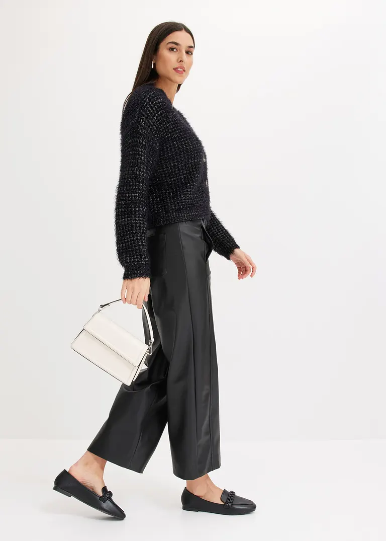 bonprix elegante Strickjacke mit Bändchengarn - schwarz - Damen Saisonale Angebote