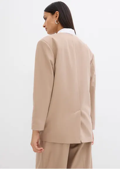 bonprix Oversize Blazer mit Taschen und Verschlussvarianten - beige Räumungsverkauf