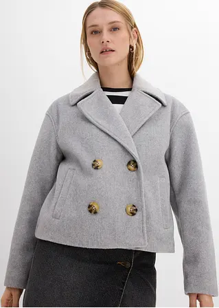 bonprix Kurze Cabanjacke mit breitem Revers - grau - Damen Wochenangebot