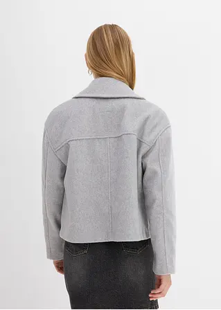 bonprix Kurze Cabanjacke mit breitem Revers - grau - Damen Wochenangebot