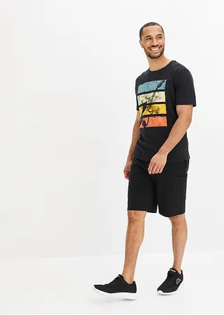 bonprix trendiges T-Shirt mit modernem Gitarren-Motiv vorne - schwarz Letzter Tag
