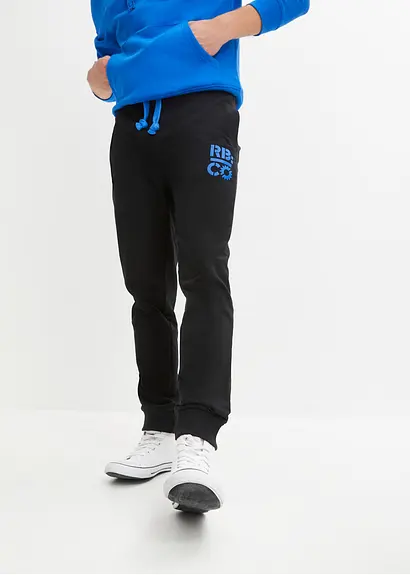 bonprix Lässige Sweathose mit modischem Print - schwarz Black Friday Preise