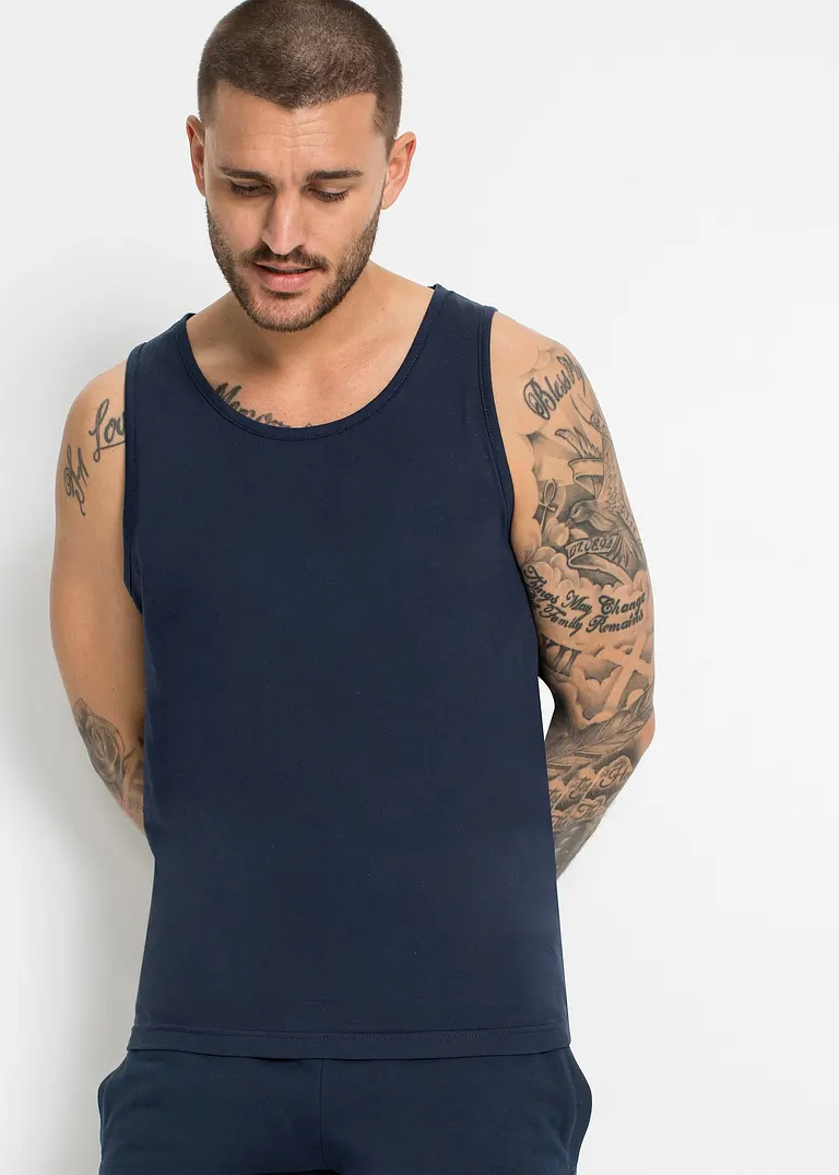 bonprix Basic Tanktops mit Rundhalsausschnitt lässt sich auch als Unterhemd tragen maschinenwaschbar Auslauf