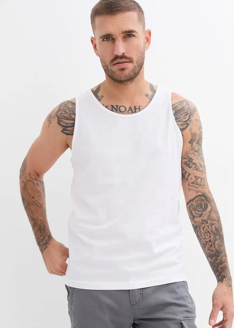 bonprix Basic Tanktops mit Rundhalsausschnitt lässt sich auch als Unterhemd tragen maschinenwaschbar Verkauf