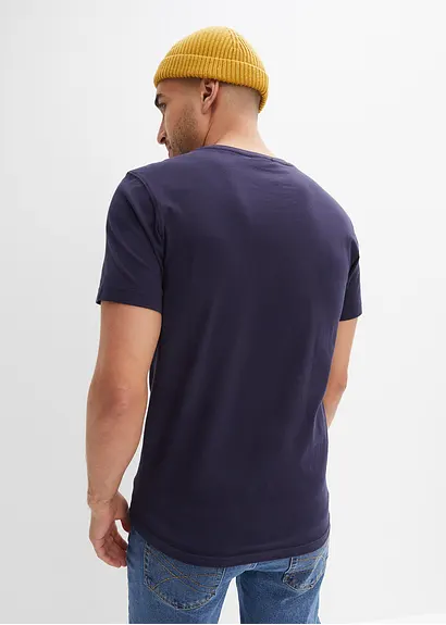 bonprix T-Shirt mit angesagtem Frontprint - blau - Herren Hotsell