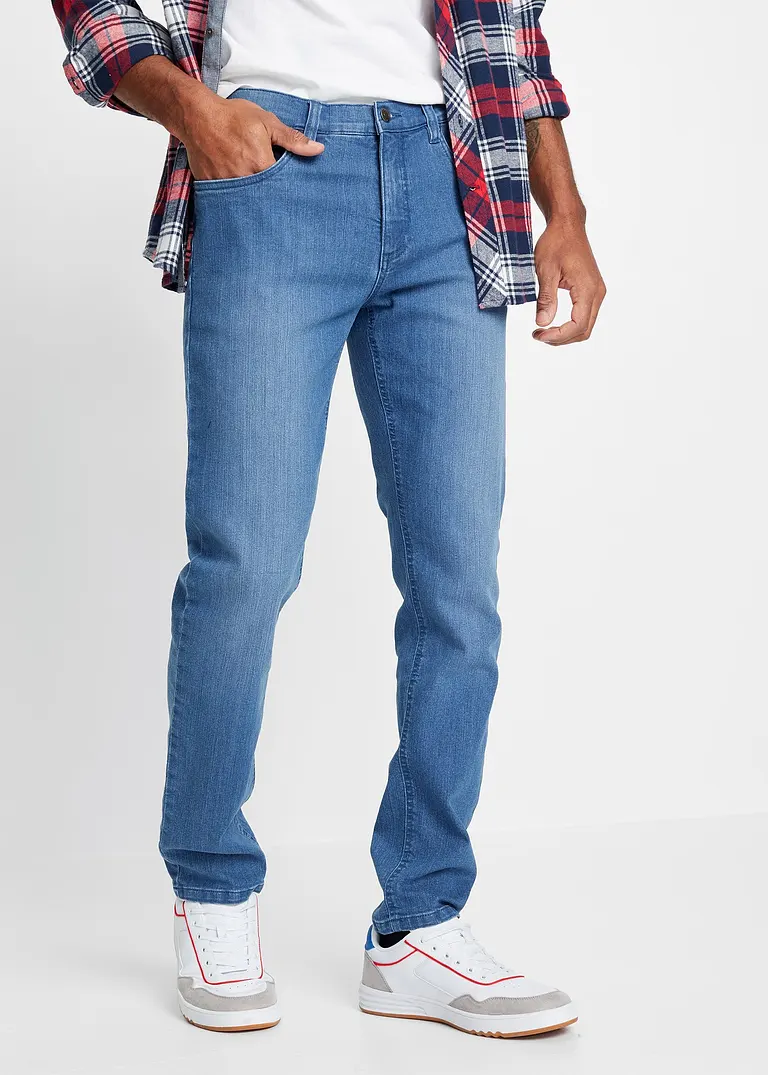 bonprix Modische Slim Fit Stretch-Jeans mit leichter Waschung - blau Blitzverkäufe