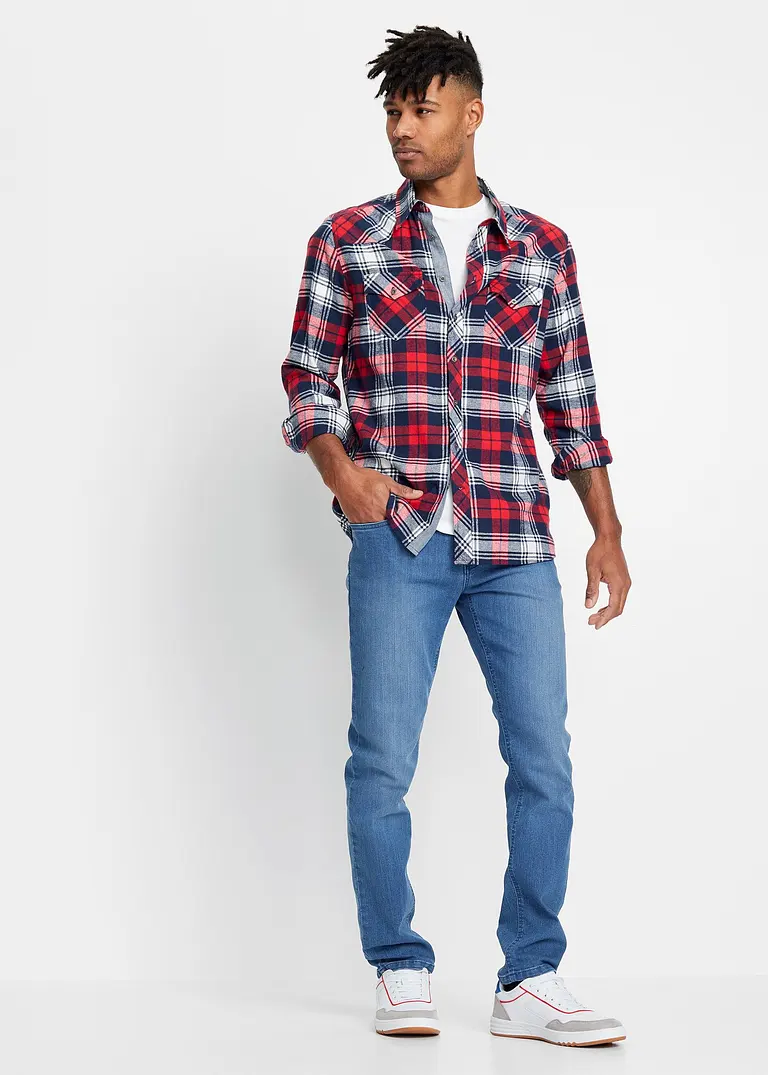 bonprix Modische Slim Fit Stretch-Jeans mit leichter Waschung - blau Blitzverkäufe