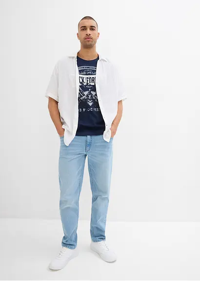 bonprix Kerniges T-Shirt aus reiner Baumwolle - blau - Herren Versandkostenfrei