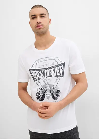 bonprix Kerniges T-Shirt aus reiner Baumwolle - weiß - Herren Großer Ausverkauf