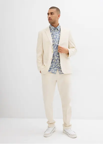 bonprix Leichtes Herren-Kurzarmhemd mit floralem Print - blau Valentinstagsangebot