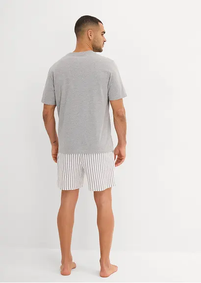 bonprix Gemütlicher Shorty mit Streifen - grau meliert/weiß gestreift Heißer Verkauf
