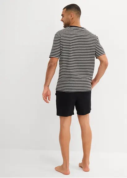 bonprix Gestreifter Shorty mit Hosentaschen - schwarz - Herren Sonderangebote