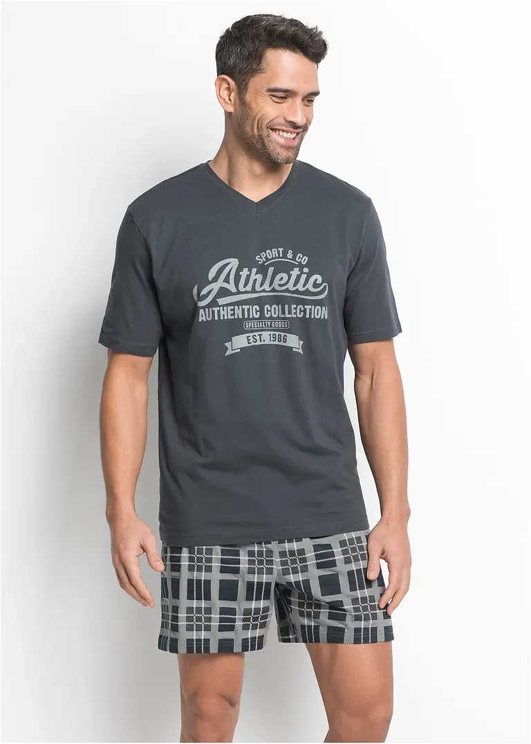 bonprix Lässig bedruckter Pyjama mit T-Shirt und Shorts Zeitbegrenzte Promotion