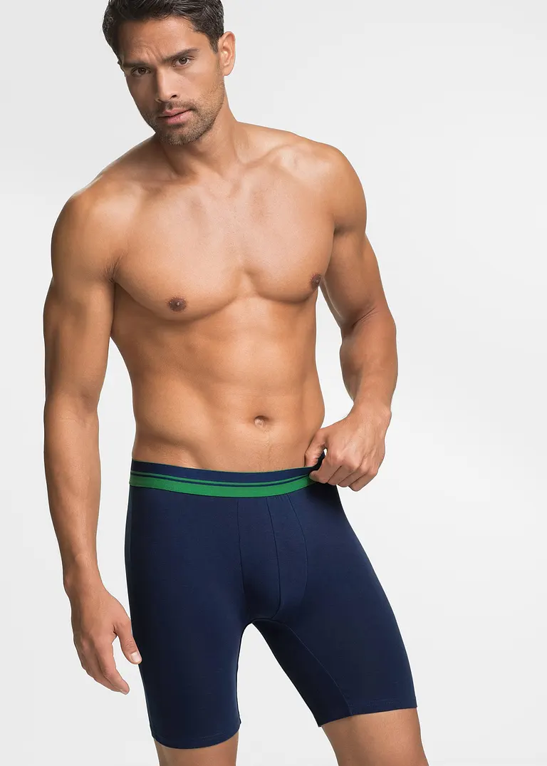 bonprix Bequeme Boxershorts in figurnaher Passform mit langem Bein und einem gestreiftem elastischen Bund Im Verkauf