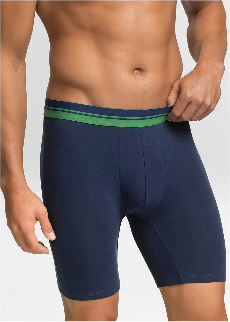 bonprix Bequeme Boxershorts in figurnaher Passform mit langem Bein und einem gestreiftem elastischen Bund Im Verkauf