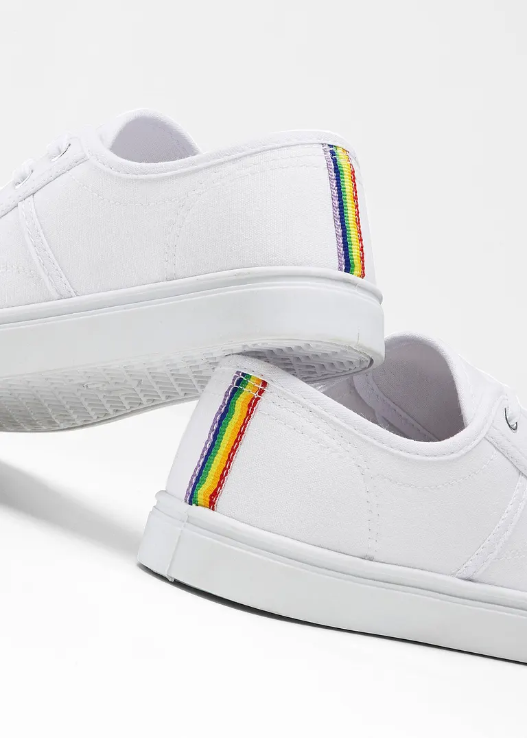 bonprix Modischer Sneaker mit Regenbogen Detail - weiß - Damen Flash Sale