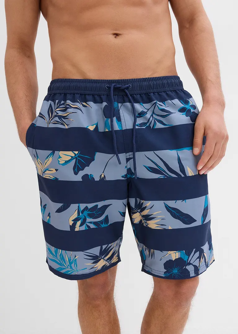 bonprix Modische Badeshorts mit schönem Druck - blau - Herren Tiefpreis