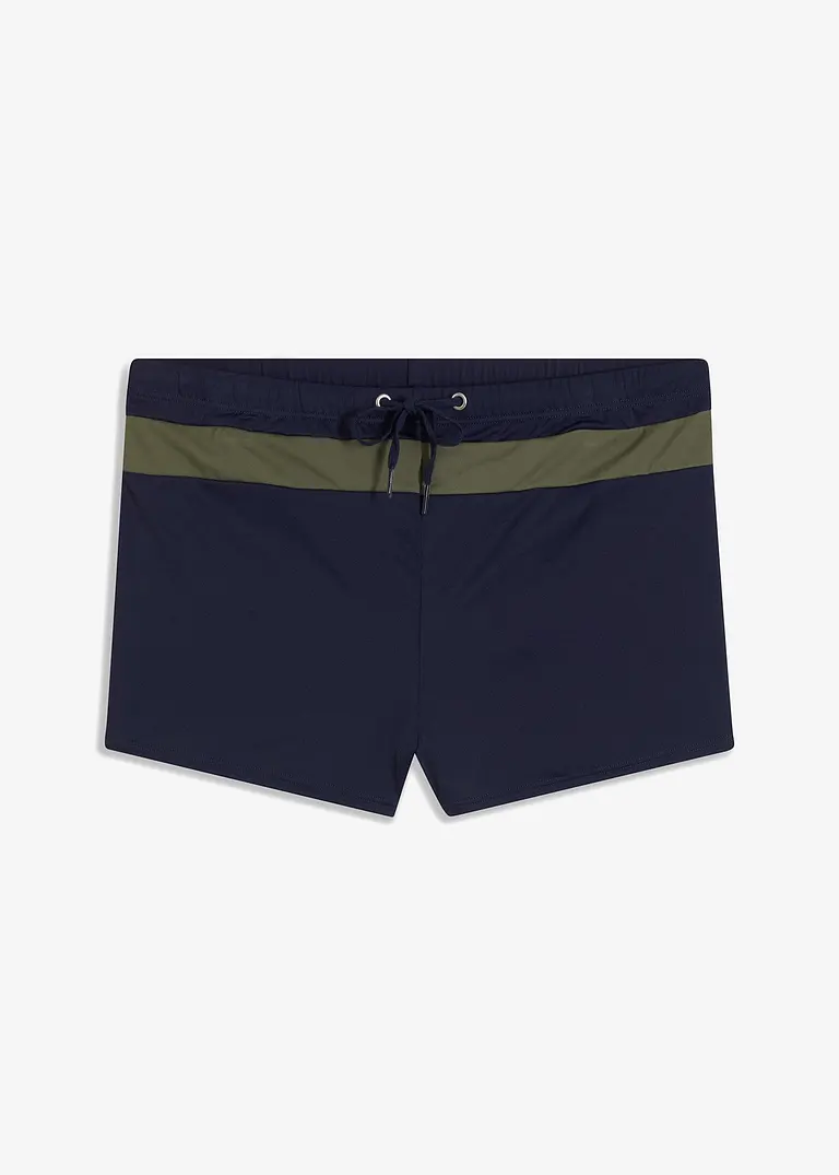 bonprix Bequeme Badehose mit Bindeband am Bund und Kontraststreifen Super Sparpreis