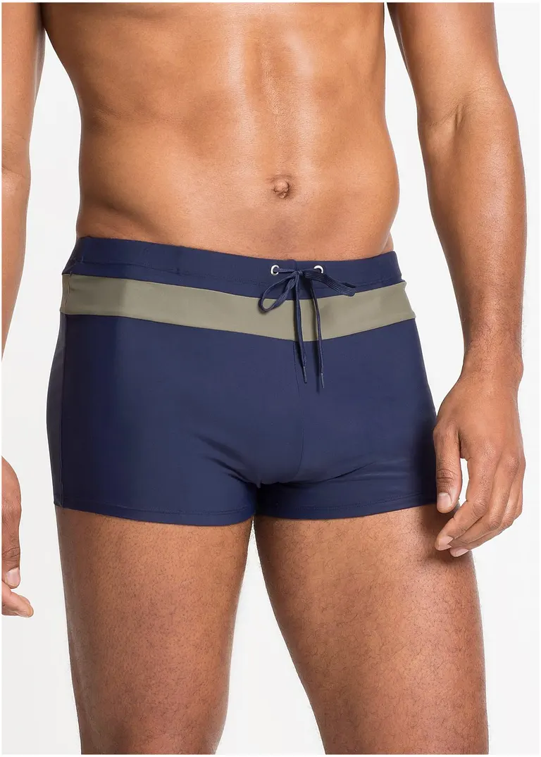bonprix Bequeme Badehose mit Bindeband am Bund und Kontraststreifen Super Sparpreis