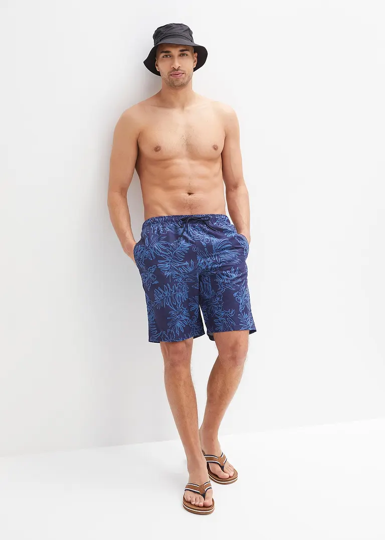 bonprix Sportliche Badeshorts mit modischem Druck - blau Begrenzte Freigabe