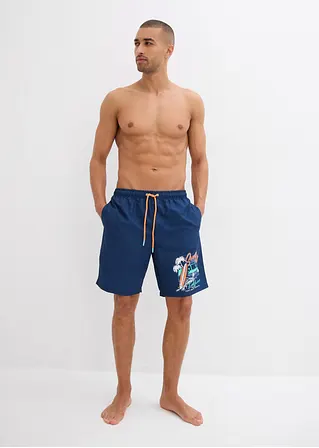 bonprix Bequeme Badeshorts mit dekorativem Druck - blau Letzte 2 Tage