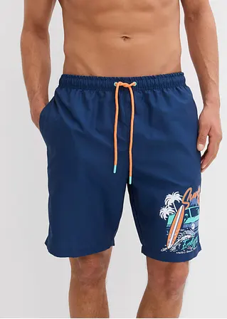 bonprix Bequeme Badeshorts mit dekorativem Druck - blau Letzte 2 Tage